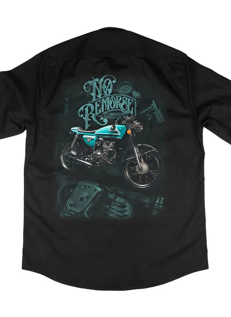 Camisa Workshirt Preta Custom CG Cafe Reacer Honda No Remorse