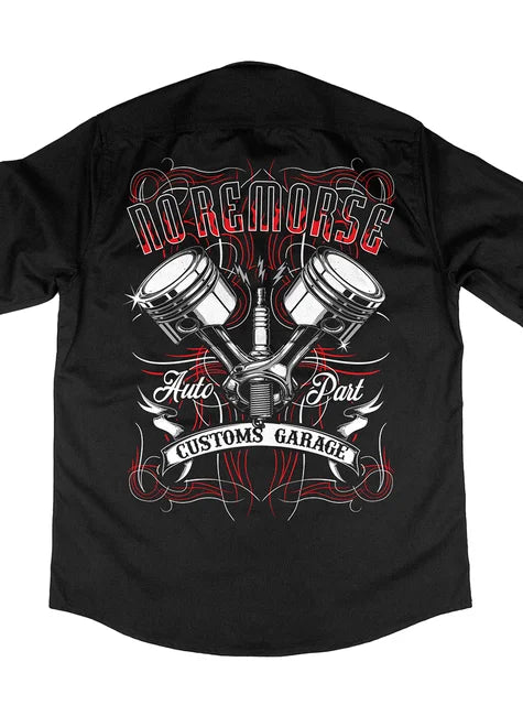 Camisa Workshirt Preta Mecânico Customs Garage Auto Part No Remorse