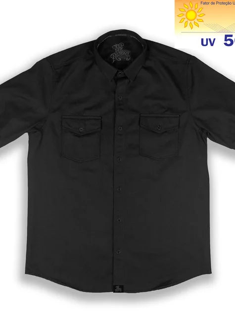 Camisa Workshirt Preta Custom By Twisting Throttles No Remorse