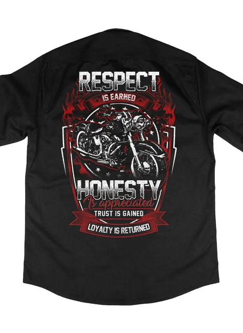 Camisa Workshirt Preta Respect Honesty Is Appreciated Old School No Remorse