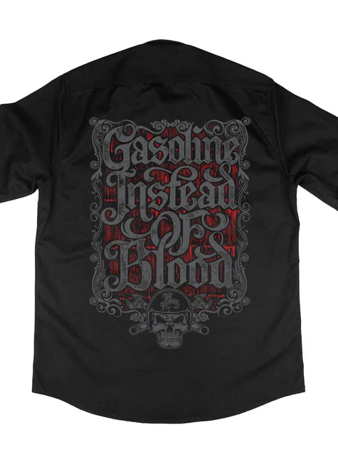 Camisa Workshirt Preta Custom Gasoline Instead Of Blood No Remorse