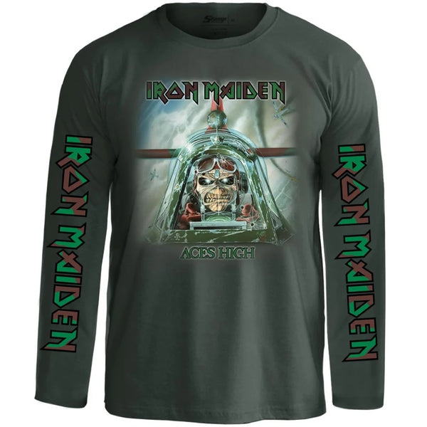 Camiseta Manga Longa Iron Maiden Aces High