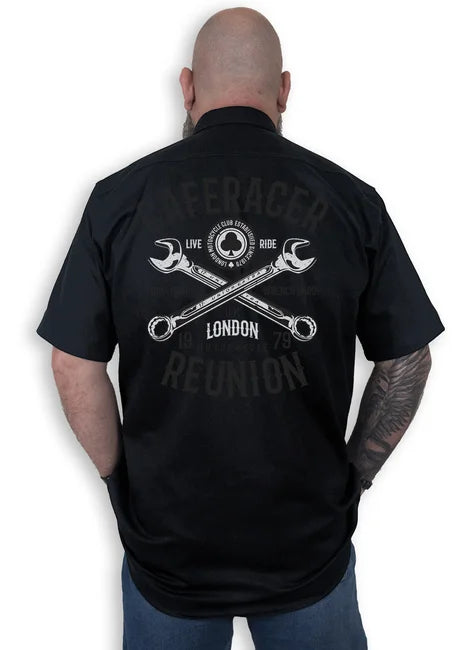 Camisa Workshirt Preta Caferacer Reunion Mecânico Old School No Remorse