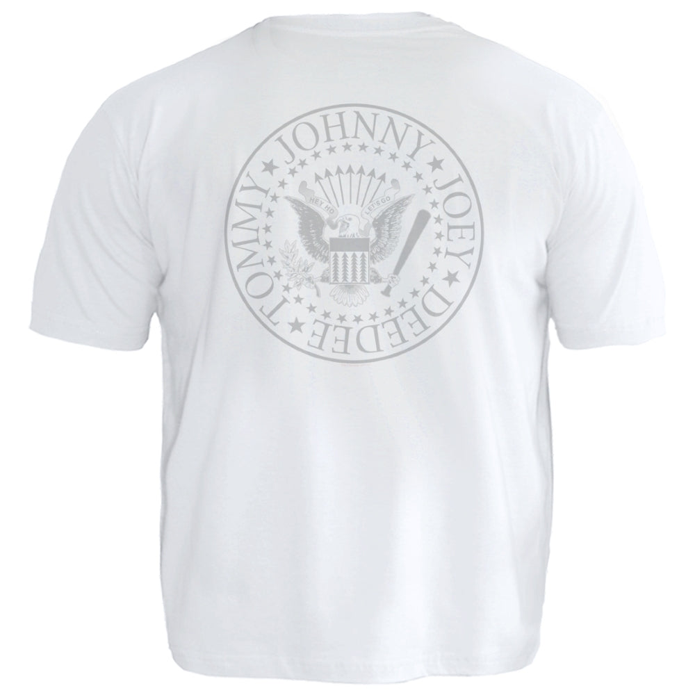 Camiseta Plus Size Ramones Hey Ho, Let's Go - Branca