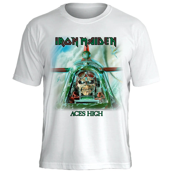 Camiseta Iron Maiden Aces High Branca