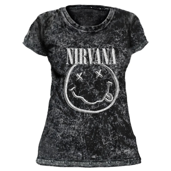 Camiseta Feminina Tie Dye Nirvana Smiley